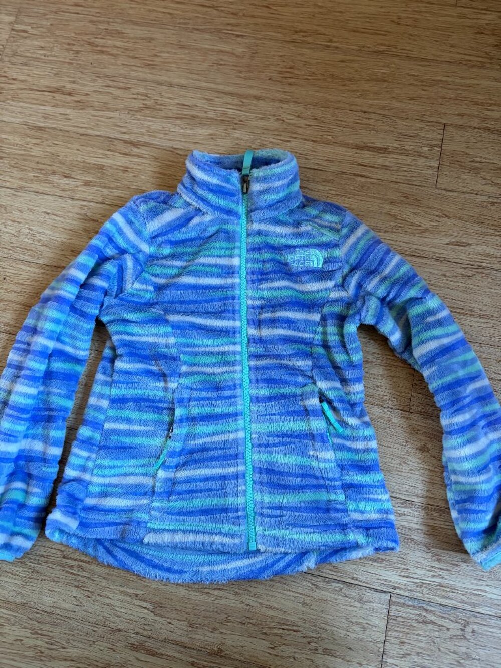 The North Face Girls Rainbow Blue Fleece Full Zip Jacket w/ Pockets Size 5T